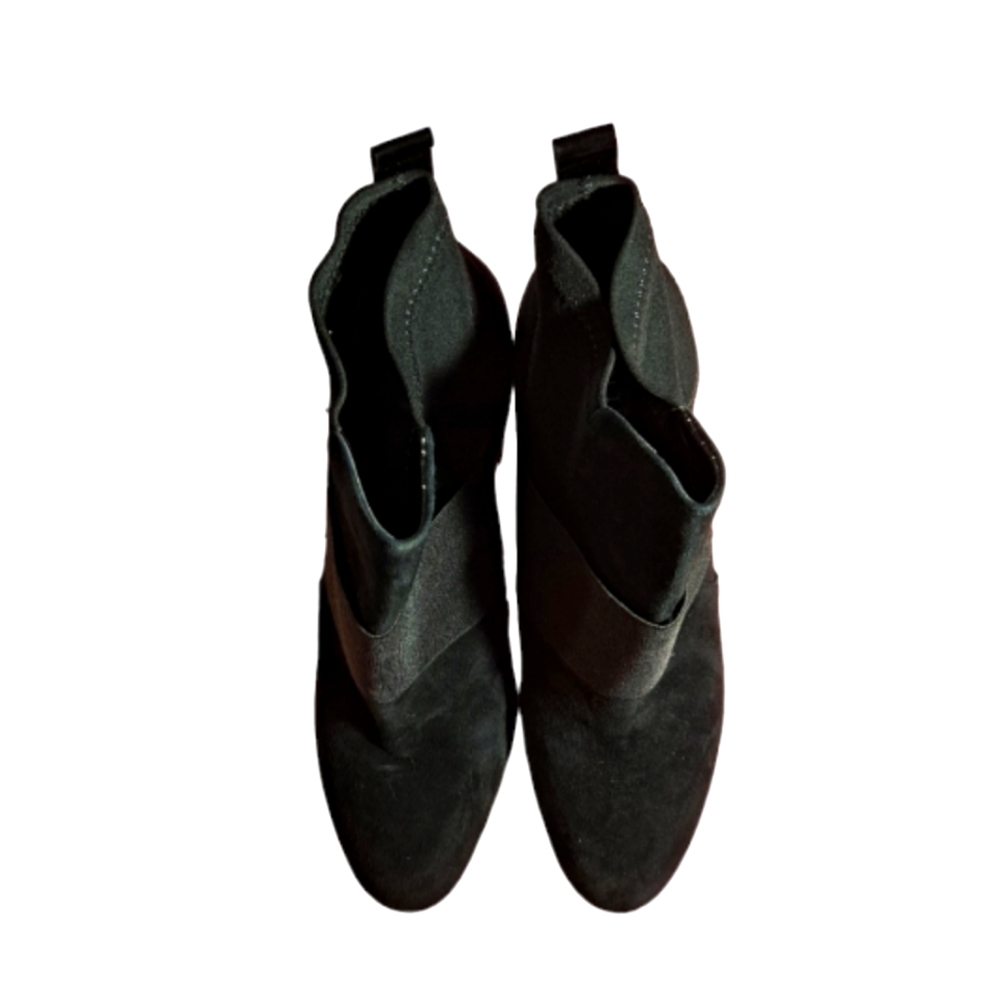 Ellen Tracy Black Suede & Patent Leather Ankle Boots Size 8.5